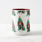 Basset Hound Breed Dog Pattern sterren Kerstmis Tweekleurige Koffiemok (Center)
