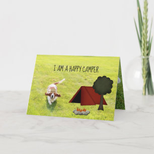 Basset Hound Camper op Birthday Card Kaart