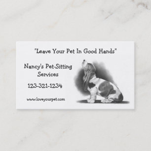 BASSET HOUND : CARTE DE VISITE SE REPOSANT