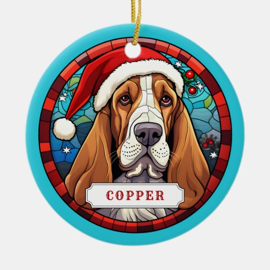 Basset Hound Ceramic Circle Ornement (Devant)