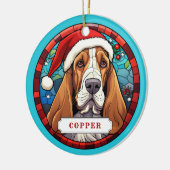 Basset Hound Ceramic Circle Ornement (Gauche)