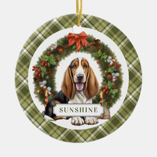 Basset Hound Ceramic Circle Ornement (Devant)