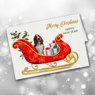 Basset Hound Chien de Noël Carte de traîneau