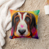 Basset hound chien mignon coussin coloré (Couverture)