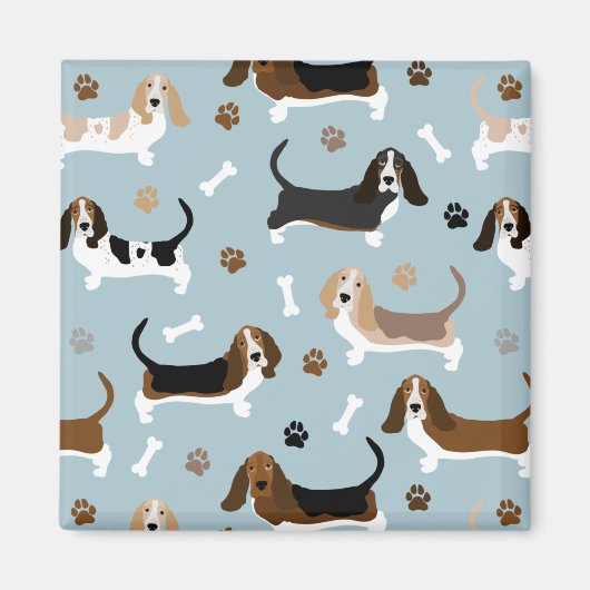 Basset Hound Chig Bones and Paks Magnet (Devant)