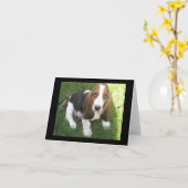 basset hound chiot chien vierge carte de note (Fleur jaune)