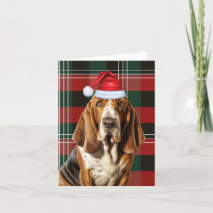 Basset Hound Christmas Dog Holiday Plaid Kerstmis Feestdagen Kaart