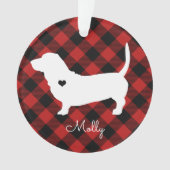 Basset Hound Christmas Plaid Chien Nom Photo (devant)