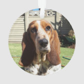Basset Hound Christmas Plaid Dog Naam Foto Ornament (achterkant)