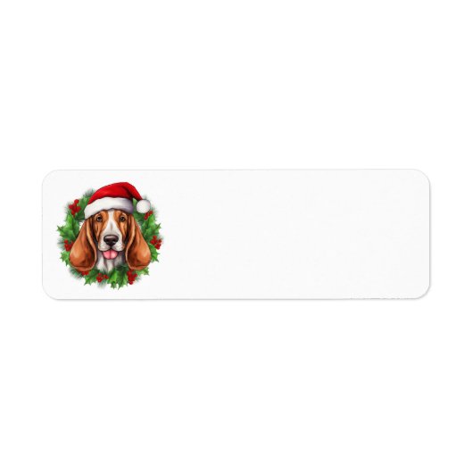 Basset Hound Christmas Wreath Etiket (Voorkant)