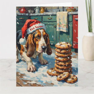 Basset Hound die een spoor van kerstkoekjes volgt  Kaart