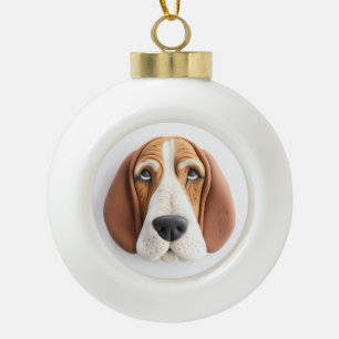 Basset Hound Dog 3D geïnspireerd Keramische Bal Ornament