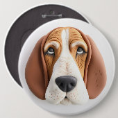 Basset Hound Dog 3D geïnspireerd Ronde Button 6,0 Cm (Voorkant /achterkant)