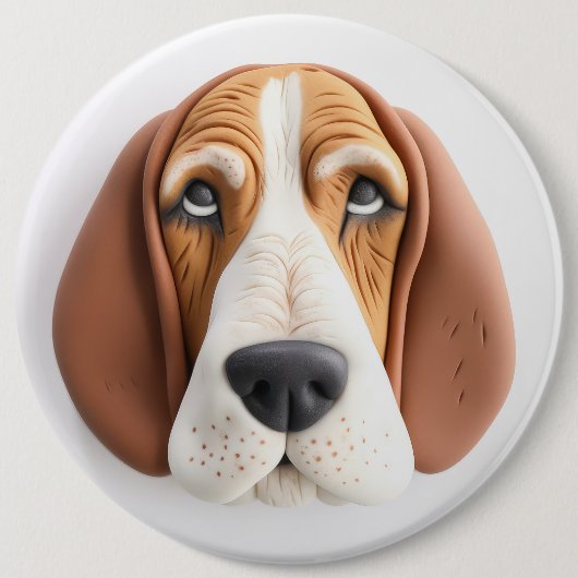 Basset Hound Dog 3D geïnspireerd Ronde Button 6,0 Cm (Voorkant)