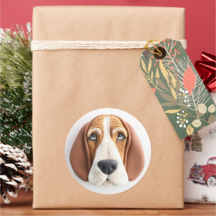 Basset Hound Dog 3D geïnspireerd Ronde Sticker