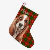 Basset Hound Dog - Aangepast Grote Kerstsok (Voorkant (Hangend))