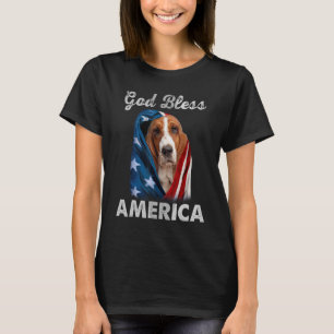 Basset Hound Dog Amerikaans VS Vlag 4th of July Ho T-shirt