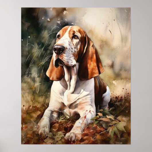 Basset Hound Dog Art Imprimer Poster (Devant)