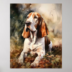 Basset Hound Dog Art Print Poster