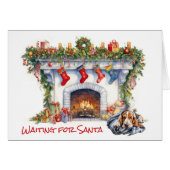 Basset Hound Dog attend Père Noël (Devant horizontal)