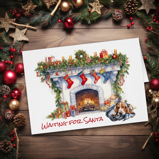 Basset Hound Dog attend Père Noël