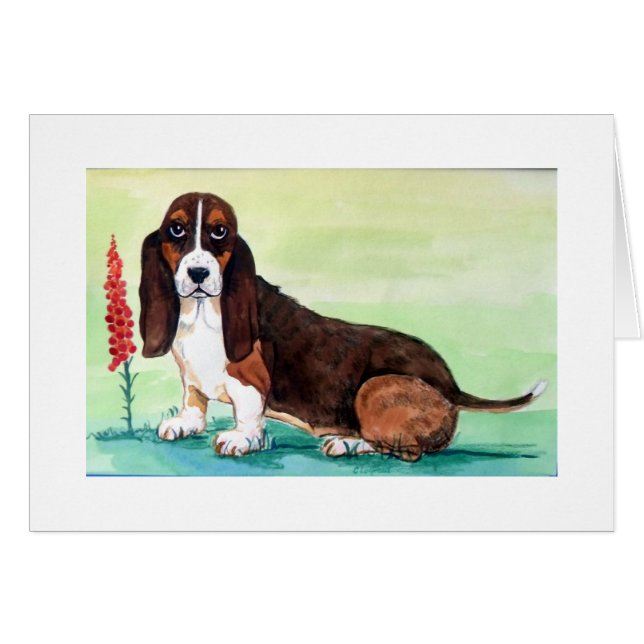 Basset Hound Dog avec Foxglove Flowers (Devant horizontal)