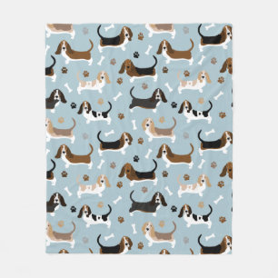 Basset Hound Dog Botten and Paws Fleece Blanket Deken