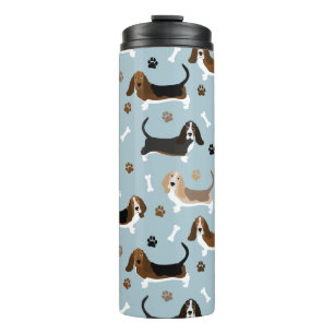 Basset Hound Dog Botten and Paws Thermal Tumbler Thermosbeker