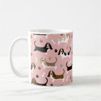 Basset Hound Dog Botten en Paws Coffee Mok