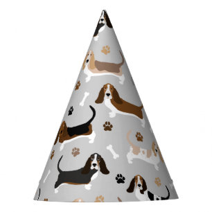 Basset Hound Dog Botten en Paws Feesthoedjes