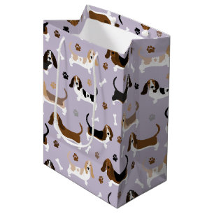 Basset Hound Dog Botten en Paws Medium Gift Bag Cadeauzakje