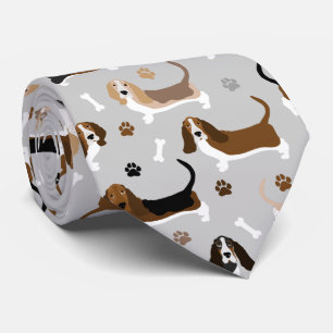 Basset Hound Dog Botten en Paws Stropdas
