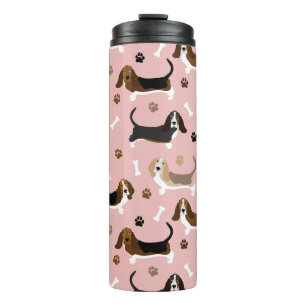 Basset Hound Dog Botten en Paws Thermosbeker