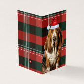 Basset Hound Dog Carte de vacances Red et Green Pl (Outside)