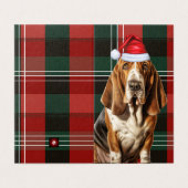 Basset Hound Dog Carte de vacances Red et Green Pl (Outside Unfolded)