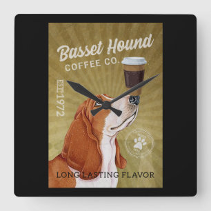 Basset Hound Dog Coffee Vierkante Klok