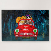 Basset Hound Dog Driving Car Scary Halloween Legpuzzel (Horizontaal)