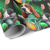 Basset Hound Dog fiets St. Patrick's Day Cadeaupapier (Rol Hoek)