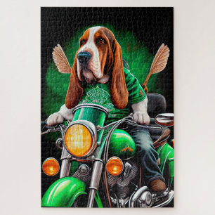 Basset Hound Dog fiets St. Patrick's Day Legpuzzel