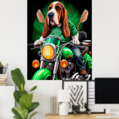 Basset Hound Dog fiets St. Patrick's Day Poster (Thuiskantoor)
