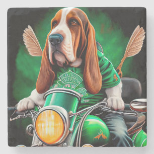Basset Hound Dog fiets St. Patrick's Day Stenen Onderzetter
