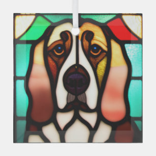 Basset Hound Dog "Glas in lood" Glas Ornament