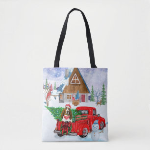 Basset Hound dog in kerstbestelling Vrachtwagen sn Draagtas