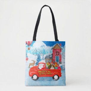 Basset Hound Dog in kerstcadeau Truck Snow Draagtas