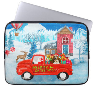 Basset Hound Dog in kerstcadeau Truck Snow Laptop Sleeve