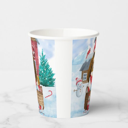 Basset Hound Dog in sneeuwkersthondenhuis Papieren Bekers (Links)