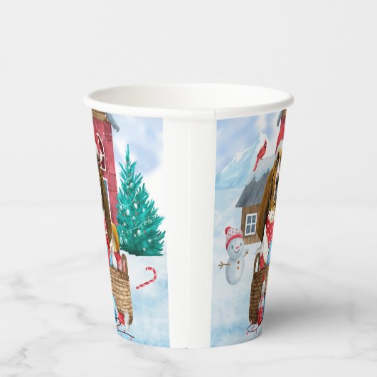 Basset Hound Dog in sneeuwkersthondenhuis Papieren Bekers (Rechts)