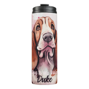 Basset Hound Dog is mijn Valentijn gepersonaliseer Thermosbeker