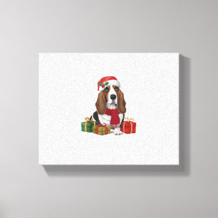 Basset Hound Dog Kerstfeesten Santa Hondenliefhebb Canvas Afdruk