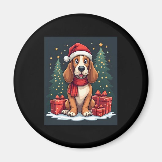 Basset Hound Dog Kerstfeesten Santa Hondenliefhebb Magneet (Voorkant)